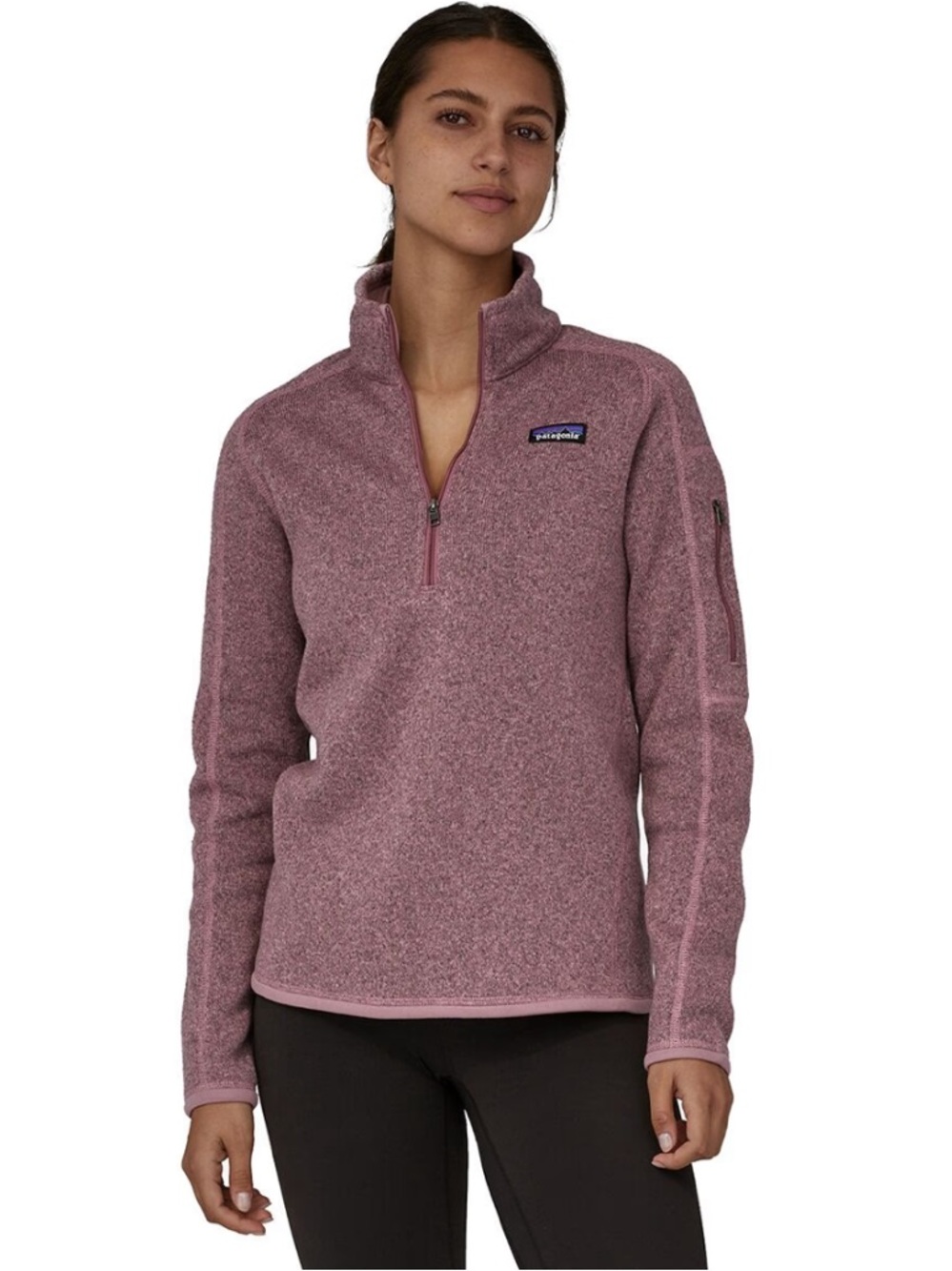 Patagonia Women's Pink Heather Quarter-Zip Fleece Pullover